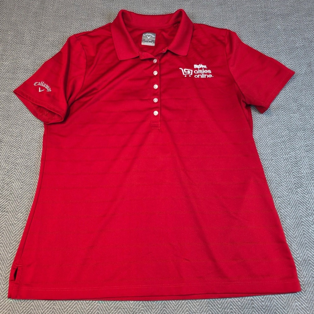 Callaway Opti-Dri Red Polo Shirt Womens Large Hy-Vee Aisles Online H+ Golf Top